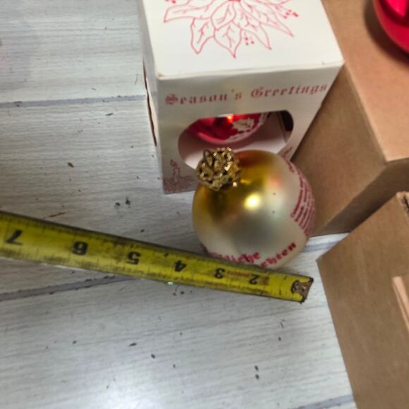 Vtg Mercury Glass Christmas Ornaments Austria German Set Of 4 Red Green Yellow - Picture 9 of 15